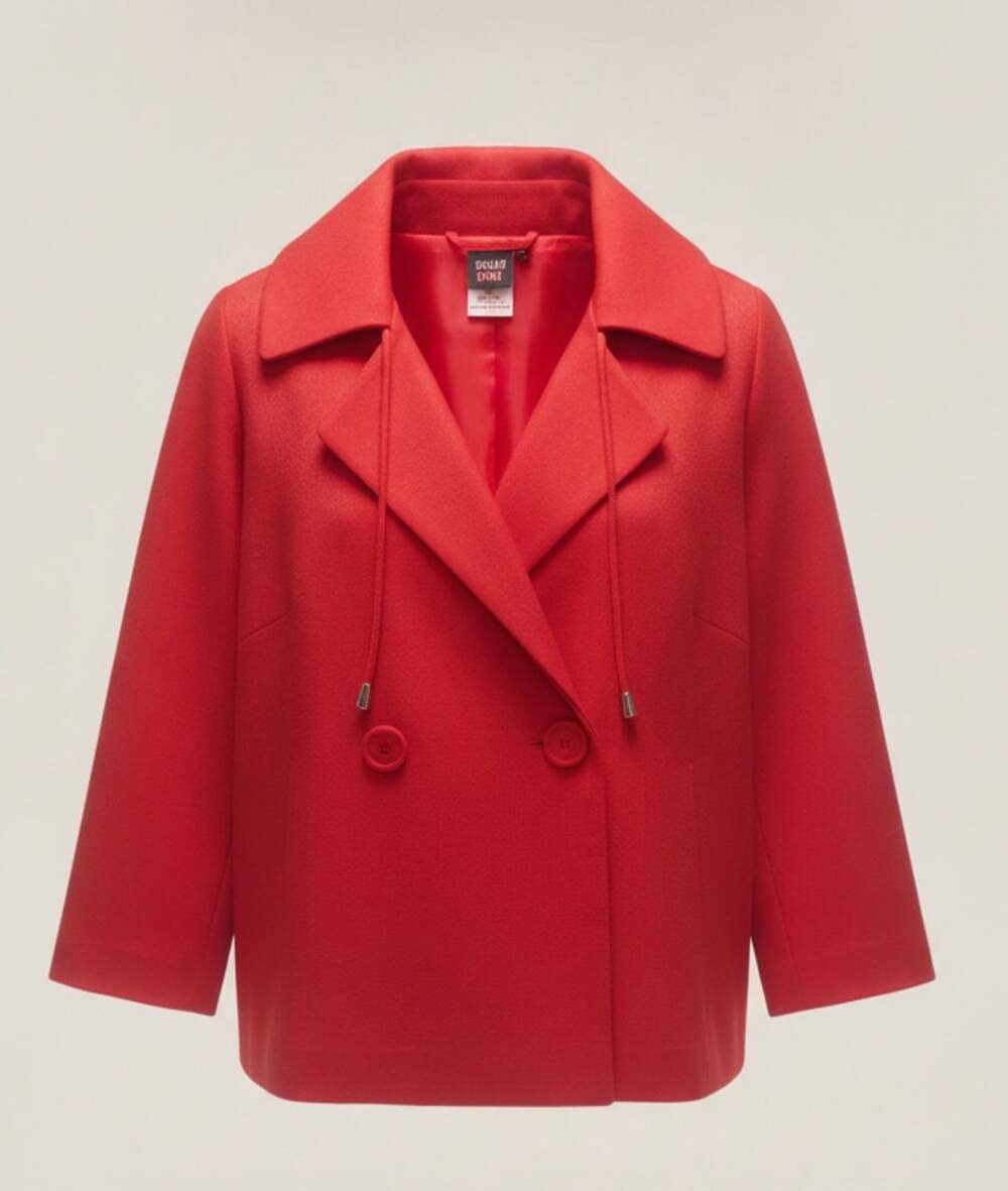 Sharon Young Short Coat Size M Red Double Breasted Jacket